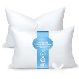 Walmart FAPO Goose Feather and Down Pillows Queen Size Set of 2 Luxury Hotel Bed Pillows with Cotton Cover offer