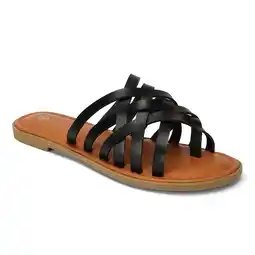 Walmart Pennysue Women Strappy Slippers Summer Black Flat Sandals Size 8 offer