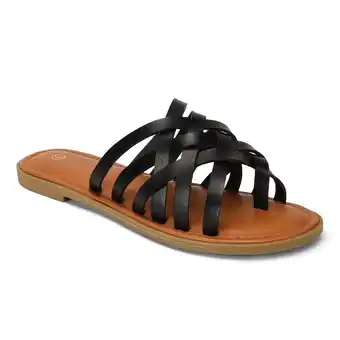 Walmart Pennysue Women Strappy Slippers Summer Black Flat Sandals Size 8 offer