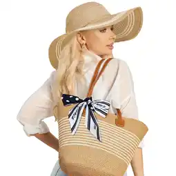 Walmart AEDAMURRA Straw Hats and Bag for Women Wide Brim UPF 50+ Women Summer Sun Hat for Beach, Khaki offer