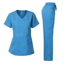 Walmart Dagacci Medical Uniform Women's Scrub Set Stretch and Soft Y-Neck Top and Pants offer