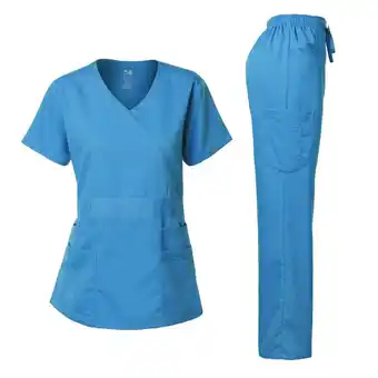 Walmart Dagacci Medical Uniform Women's Scrub Set Stretch and Soft Y-Neck Top and Pants offer