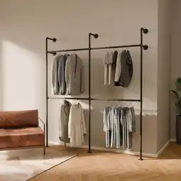 Walmart pamo Industrial Pipe Clothes Rack | 660 Lb Capacity | Wall Mounted | Black offer