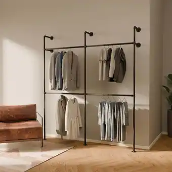 Walmart pamo Industrial Pipe Clothes Rack | 660 Lb Capacity | Wall Mounted | Black offer