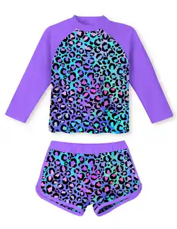 Walmart Youmei Girls Rash Guard Swimsuit Long Sleeve Bathing Suit 2-Piece Set 3-10 Years offer
