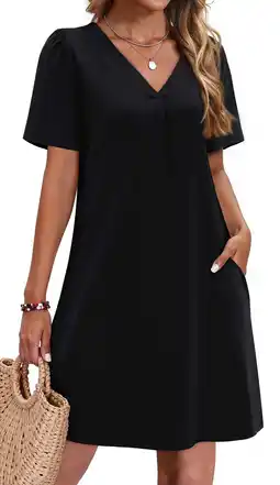 Walmart Fantaslook Summer Dresses for Women Short Sleeve V Neck Casual Shift Dress with Pockets offer