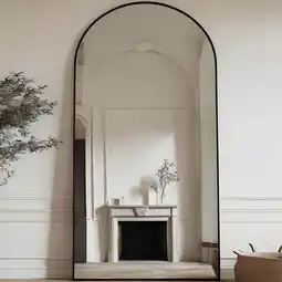 Walmart Antok 71x28 Arched Full Length Floor Mirror with Stand, Aluminum Frame, Black offer