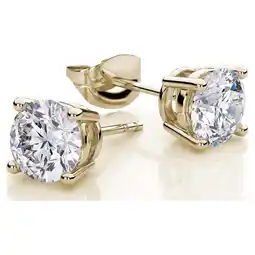 Walmart PJ Jewelry 18k Yellow Gold White Sapphire 2 Ct Round Stud Earrings - Jewelry Gift for Men | Women offer