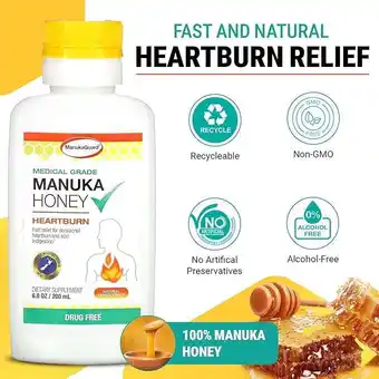 Walmart ManukaGuard Manuka Honey Heartburn Relief - Natural Acid Reflux & Digestive Support, 6.8 oz offer