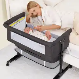 Walmart kmaier Baby Bassinet Foldable Portable Bedside Crib,Storage Basket breathable mesh,Light Gray offer