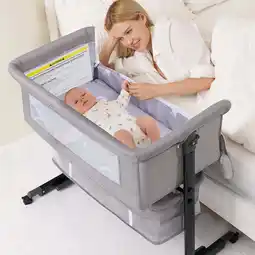 Walmart kmaier Baby Bassinet Foldable Portable Bedside Crib,Storage Basket breathable mesh,Light Gray offer