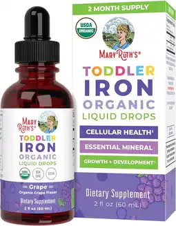 Walmart MaryRuth's Infant Iron Drops, Kids Vitamins for Toddlers, 2 fl oz, Unisex offer