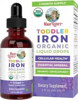 Walmart MaryRuth's Infant Iron Drops, Kids Vitamins for Toddlers, 2 fl oz, Unisex offer