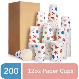 Walmart Treamon Disposable Paper Cups, Coffee Cups for Hot or Cold Drinks, 12 oz 200 Count offer