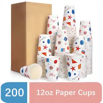 Walmart Treamon Disposable Paper Cups, Coffee Cups for Hot or Cold Drinks, 12 oz 200 Count offer