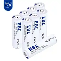 Walmart EBL Lithium AA Batteries (8 Pack), Double A Batteries 3000mAh 1.5V with Storage Box offer