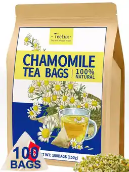 Walmart TeeLux Chamomile Tea Bags, Natural Chamomile Flowers Herbal Tea, Caffeine Free, 100 Count offer