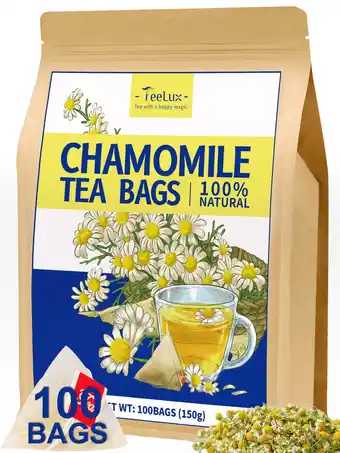 Walmart TeeLux Chamomile Tea Bags, Natural Chamomile Flowers Herbal Tea, Caffeine Free, 100 Count offer