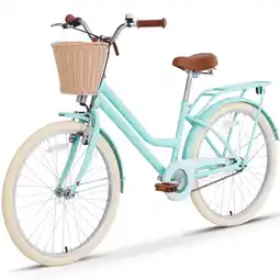 Walmart POWANLI 24 City Bike for 13+Years Old, Steel Frame Bike, Bike with Basket Mint Green offer