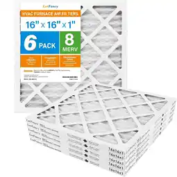 Walmart LotFancy 16x16x1 Air Filters, 6 Pack, MERV 8 Pleated HVAC AC Furnace Filters offer