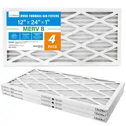 Walmart LotFancy 12x24x1 Air Filters, 4 Pack, MERV 8 Pleated HVAC AC Furnace Filters offer