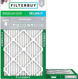 Walmart Filterbuy 16x24x1 MERV 8 Dust Defense, Pleated HVAC AC Furnace Air Filters (2-Pack) offer