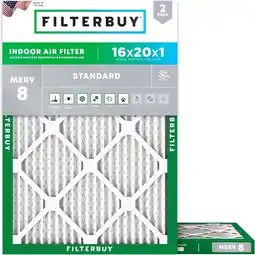 Walmart Filterbuy 16x20x1 MERV 8 Dust Defense, Pleated HVAC AC Furnace Air Filters (2-Pack) offer