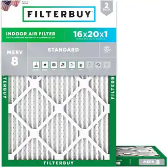 Walmart Filterbuy 16x20x1 MERV 8 Dust Defense, Pleated HVAC AC Furnace Air Filters (2-Pack) offer