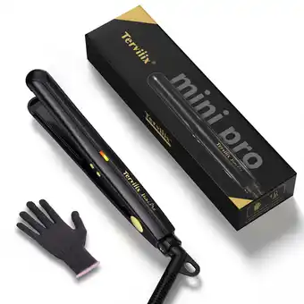 Walmart Terviiix 1/2'' Travel Hair Straightener for Heat Adjustable, Mini Portable Ceramic Flat Iron, Black offer