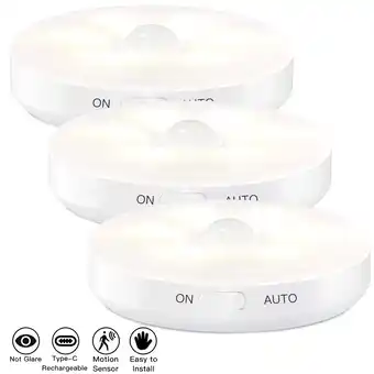 Walmart AIRTOK 60 Lumen Motion Sensor LED Under Cabinet Lights, 6000K (3 Count) offer