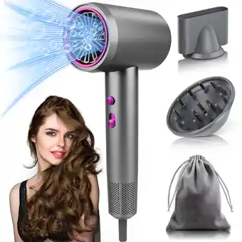 Walmart 1500W High-Speed Ionic Hair Dryer with Diffuser for Fast-Drying Styling, 120V, Gray offer