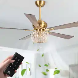 Walmart Parrot Uncle 52-Inch Modern Crystal Chandelier Ceiling Fan with Remote Control offer