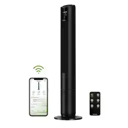 Walmart Holmes 42 SmartConnect Wi-Fi Tower Fan, 5-Speed, Oscillating, LCD, Remote, Black offer