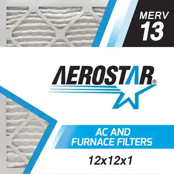 Walmart 12x12x1 AC and Furnace Air Filter by Aerostar, Model: 12X12X1 M13 - MERV 13, Box of 6 offer