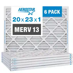 Walmart Aerostar 20x23x1 MERV 13 Pleated Air Filter, AC Furnace Air Filter, 6 Pack offer