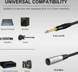 Walmart EBXYA 1/4 TS Mono Copper Guitar to XLR Male Unbalanced Cable 3 ft, 2 Pcs offer