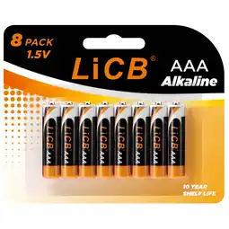 Walmart LiCB High Capacity Alkaline AAA Batteries (8-Pack), 1.5 Volts Long-Lasting Triple A Battery offer
