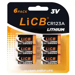 Walmart LiCB CR123A Lithium Batteries (6 Pack), 3 Volts High Capacity 123 Battery offer