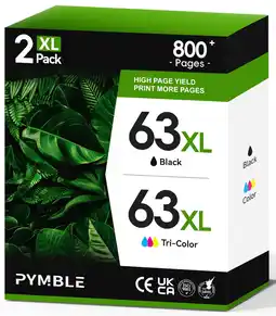 Walmart 63XL 63 Ink Cartridge Compatible for HP 63 Ink Cartridge Black and Tri-Color (2-Pack) offer