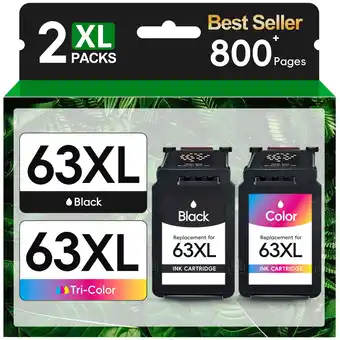 Walmart 63XL 63 Ink Cartridge Compatible for HP 63 Ink Cartridge Black and Tri-Color (2-Pack) offer