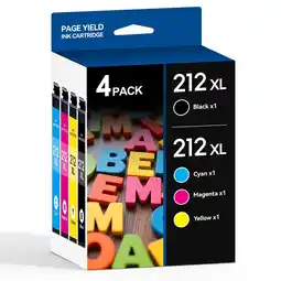 Walmart 212XL Ink Cartridge for Epson 212 Ink Cartridges for Printer Ink Epson 212XL for Epson Ink 212 (4PK) offer