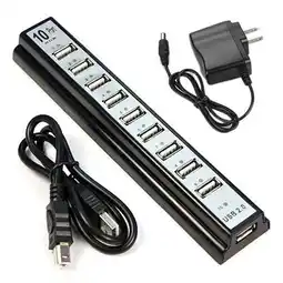 Walmart ASKMZ LED Indicator US Charger 10 Port USB Hub Splitter for PC Laptop Computer offer