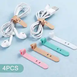 Walmart ASKMZ 4Pcs Silicone Earphone Cable Winder Organizer Desktop Data Line Cord Holder for Home offer