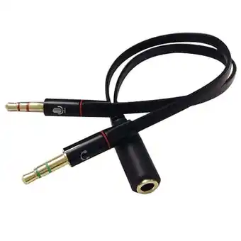 Walmart Fairnull 3.5mm AUX Audio Mic Splitter Cable Earphone Headphone Adapter Female to 2 Male offer