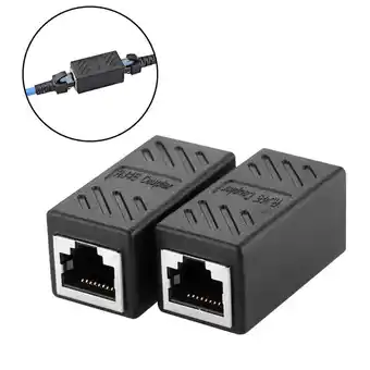 Walmart ASKMZ Durable Small Size 2Pcs RJ45 Female Coupler Cat5 Cat6 LAN Ethernet Cable Extender Connector offer