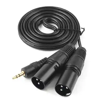 Walmart Fairnull 1.5m 3.5mm Aux Stereo Audio Male to 2 Dual XLR Male Cable Cord for Phone Laptop offer