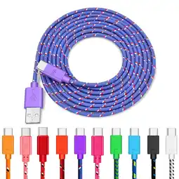 Walmart Fairnull 1M/2M 2-in-1 Fast Charging Multicolor Braided Type-C USB Cable Data Line Cord offer