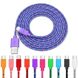 Walmart Fairnull 1M/2M 2-in-1 Fast Charging Multicolor Braided Type-C USB Cable Data Line Cord offer