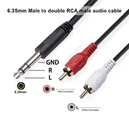 Walmart Fairnull Professional 6.35mm Male to Dual RCA Male Audio Cable HiFi Stereo Aux Adapter for Mixer offer