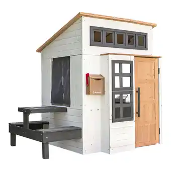 Walmart KidKraft Modern Outdoor Wooden Playhouse with Picnic Table, Mailbox and Outdoor Grill, White & Raven offer